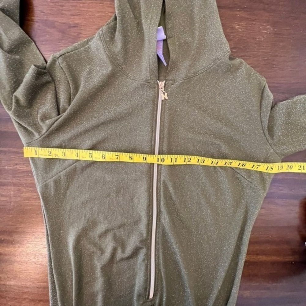 Savage X Fenty Womens Metallic Hooded Jumpsuit Olive Green Shimmer One Piece M - Picture 9 of 15